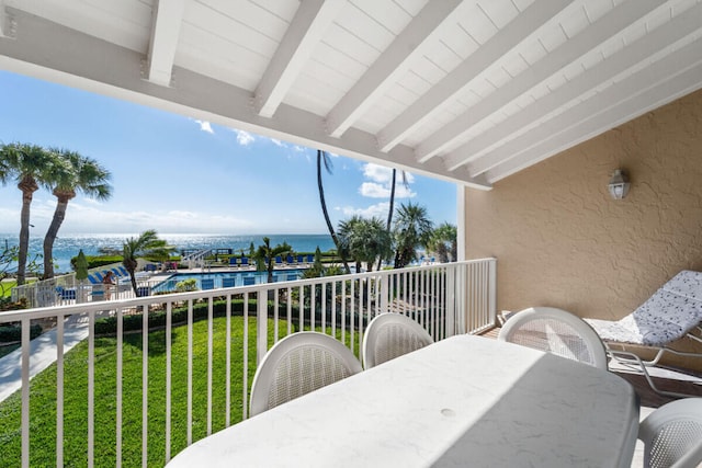 balcony with a water view