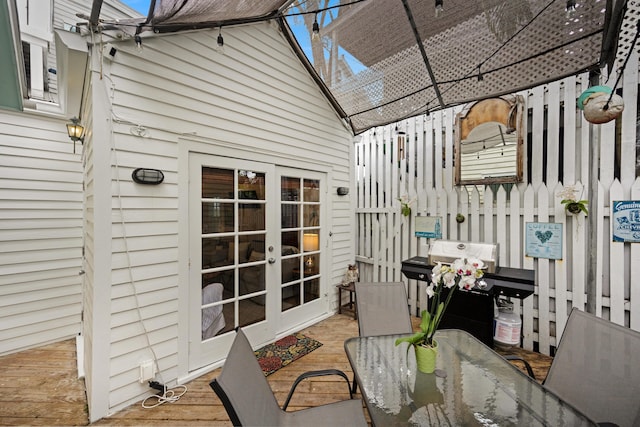 view of patio with french doors and outdoor dining area