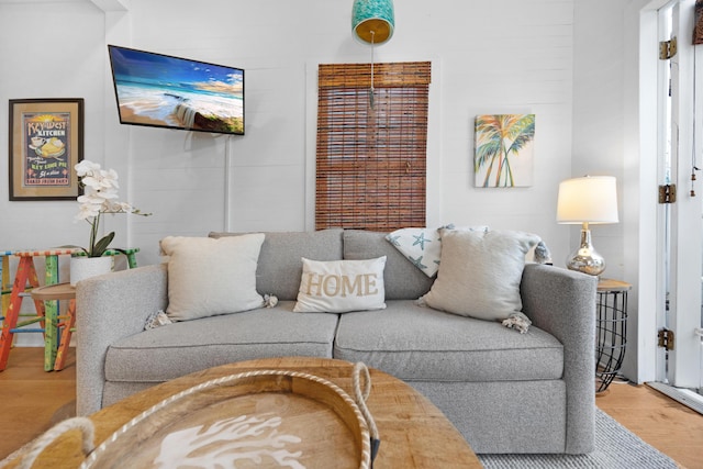 living area featuring wood finished floors