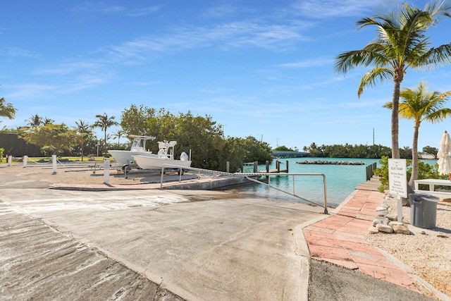 exterior space featuring a water view