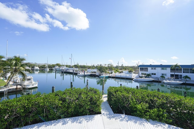 property view of water featuring a dock