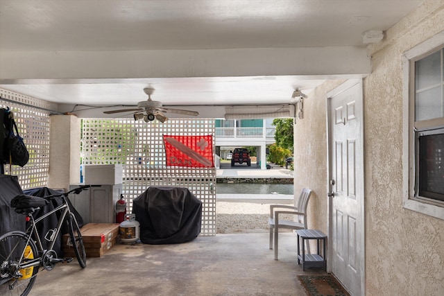 view of patio / terrace featuring grilling area and ceiling fan