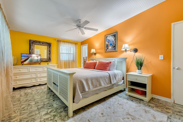 3608 Sunrise Dr, Key West, FL 33040 - bedroom with a ceiling fan, baseboards, and marble finish floor