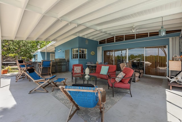 3608 Sunrise Dr, Key West, FL 33040 - view of patio with area for grilling, ceiling fan, and outdoor dining space