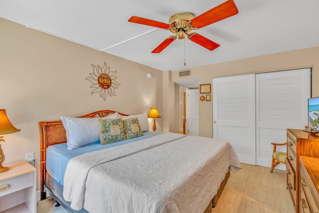 201 E Ocean Dr Unit 211, Key Colony, FL 33051 - bedroom featuring a closet and a ceiling fan