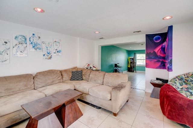 view of tiled living room