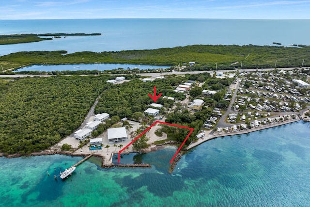 bird's eye view featuring a water view