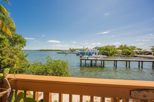 view of dock featuring a water view