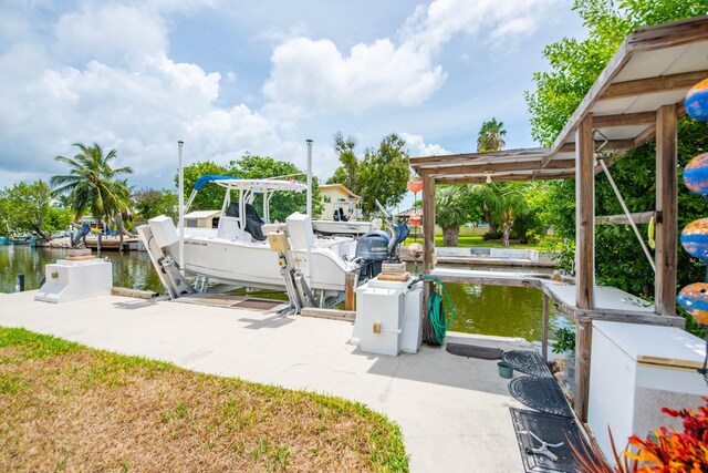 view of dock featuring a water view