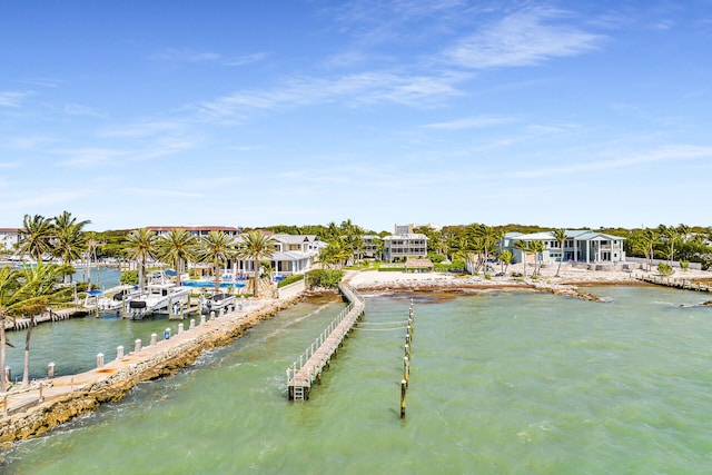 exterior space with a water view