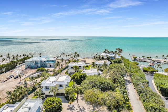 birds eye view of property featuring a residential view and a water view