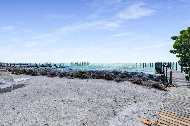 property view of water with a beach view