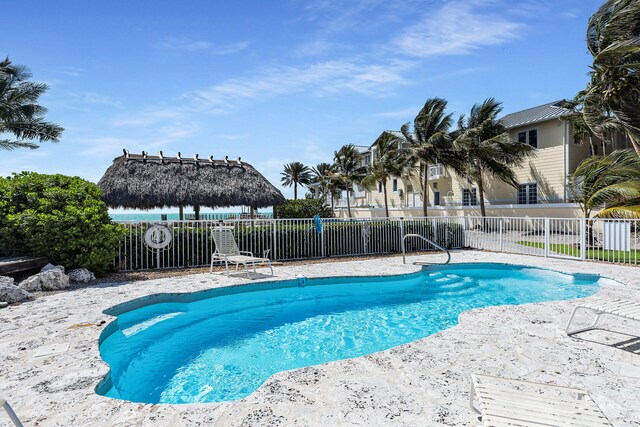 view of pool with a gazebo