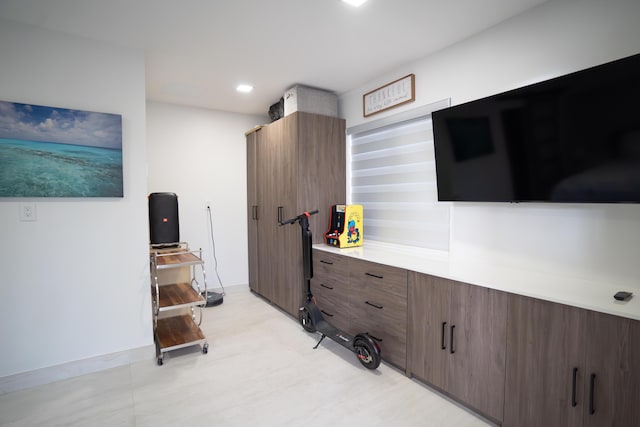 interior space with dark brown cabinets