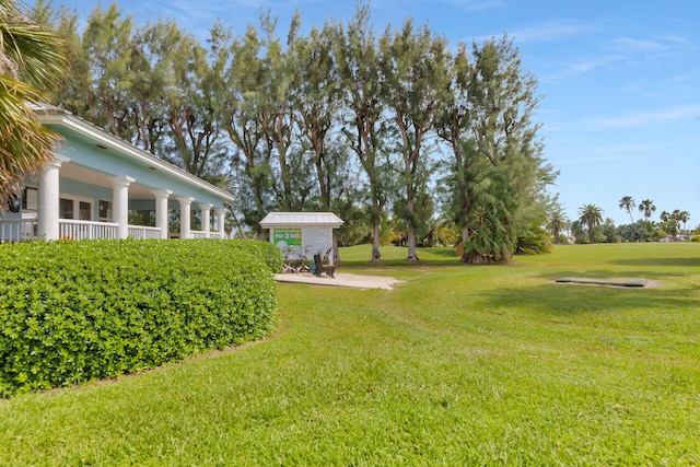 view of yard with an outdoor structure