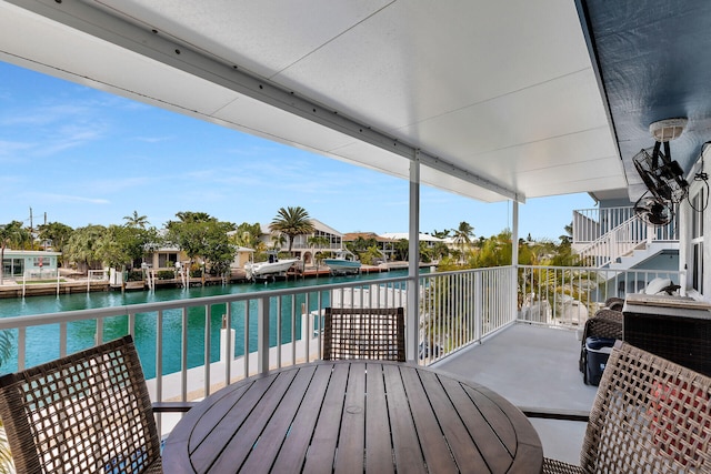 deck with a water view