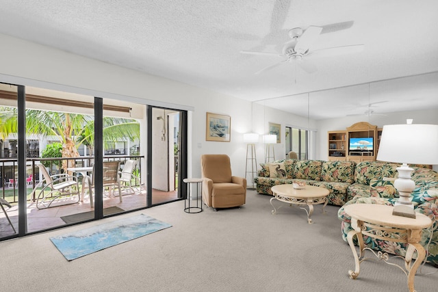601 W Ocean Dr Unit 411C, Key Colony, FL 33051 - carpeted living area with ceiling fan