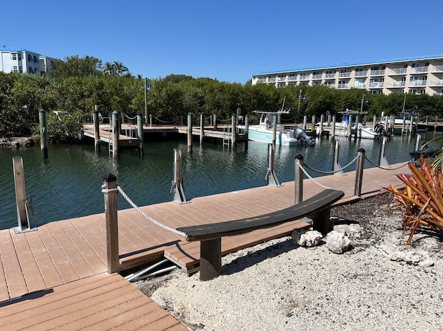 view of dock featuring a water view