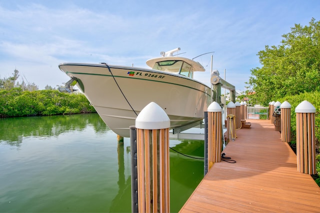 view of dock featuring a water view