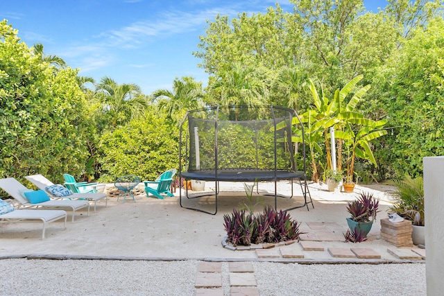 view of patio featuring a trampoline