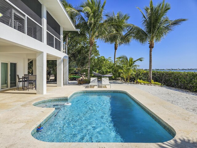 view of swimming pool with a patio area