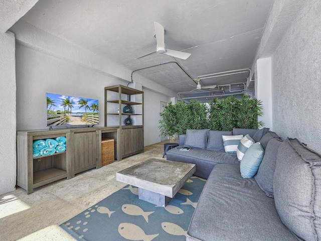 living room featuring concrete floors