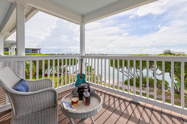 balcony with a water view