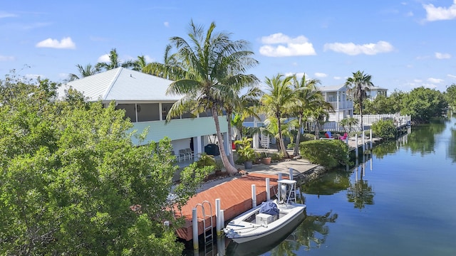 view of dock featuring a water view