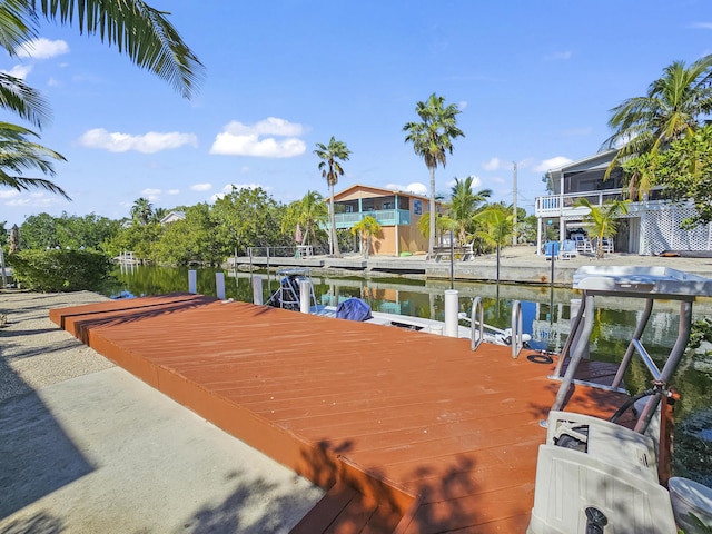 view of dock featuring a water view