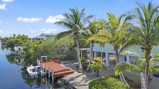 view of dock featuring a water view