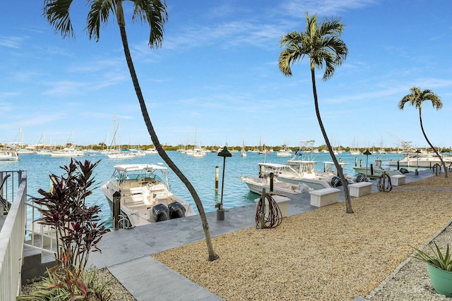 dock area with a water view