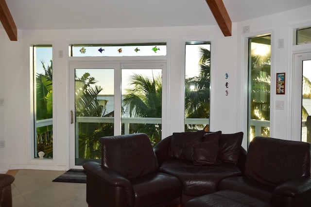 76 Palm Dr, Saddle Bunch, FL 33040 - sunroom featuring beamed ceiling