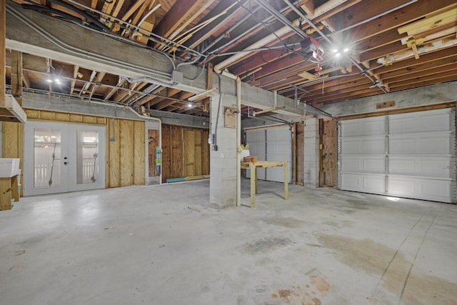 garage with french doors