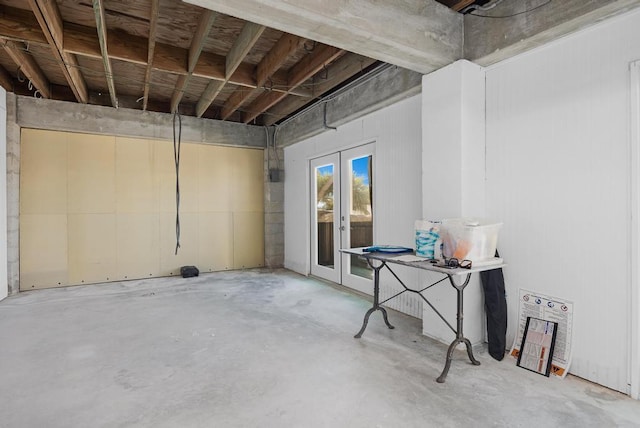 basement featuring french doors