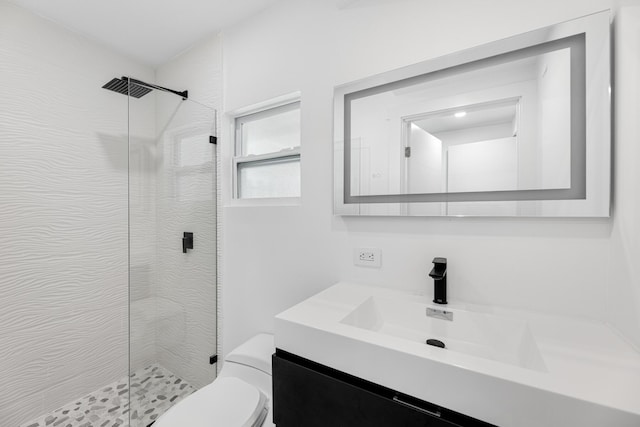 159 Iroquois Dr, Islamorada, FL 33036 - bathroom featuring a shower stall, vanity, and toilet