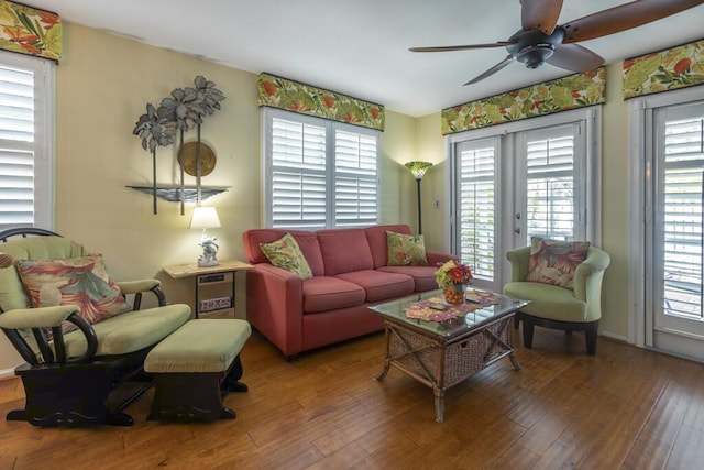 212 Southard St, Key West, FL 33040 - living room featuring ceiling fan, plenty of natural light, and hardwood / wood-style floors