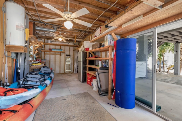 storage area with ceiling fan