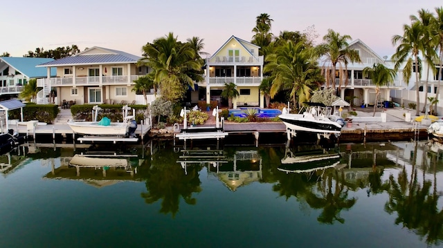 exterior space featuring a water view