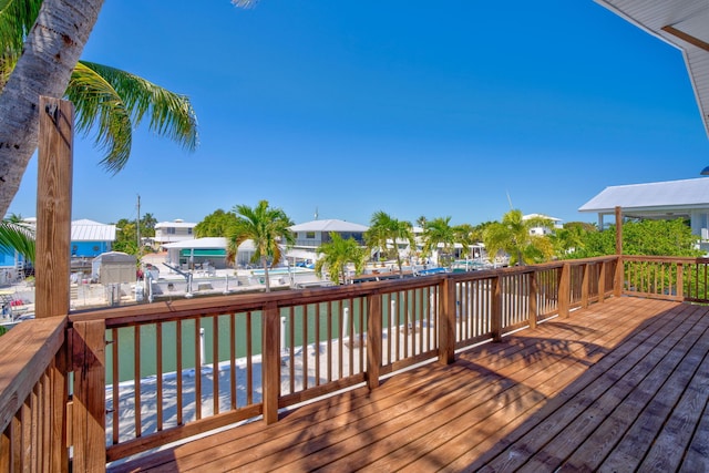 deck with a water view