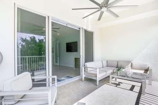 view of patio / terrace featuring outdoor lounge area and ceiling fan