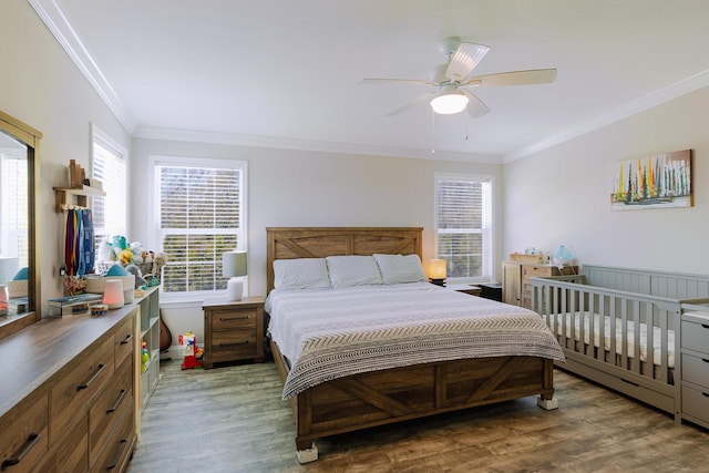 27163 Mariposa Rd, Ramrod, FL 33042 - bedroom featuring ceiling fan, ornamental molding, and wood finished floors