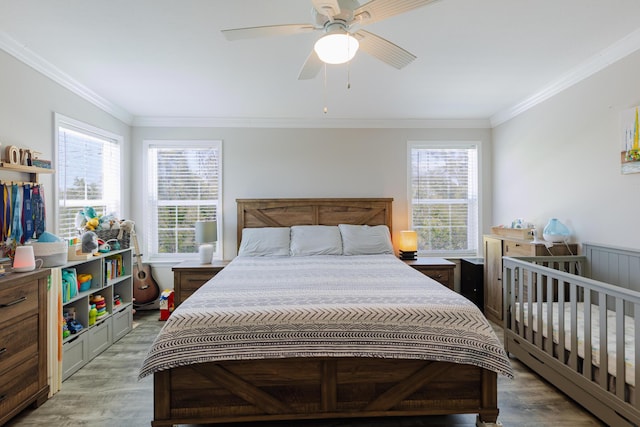 27163 Mariposa Rd, Ramrod, FL 33042 - bedroom with ornamental molding, light wood-type flooring, and ceiling fan