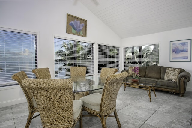 interior space with high vaulted ceiling