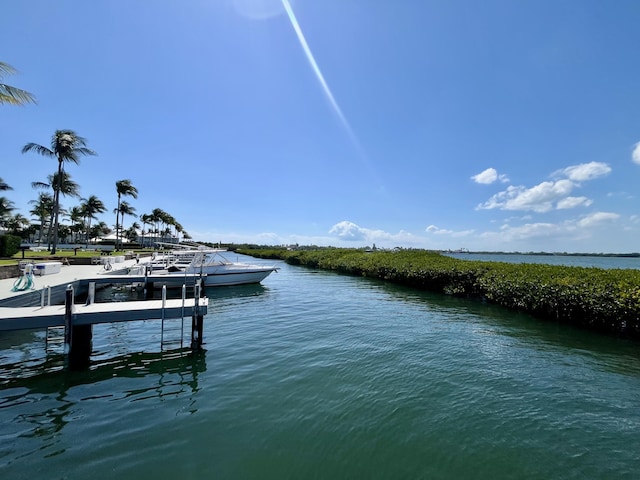 dock area featuring a water view