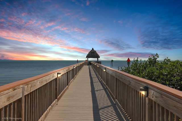 view of property's community featuring a gazebo and a water view