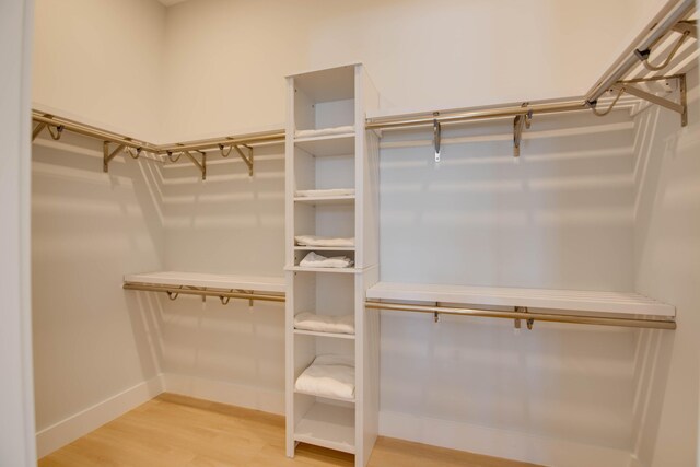 spacious closet featuring light hardwood / wood-style flooring