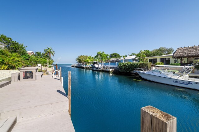 exterior space with a water view