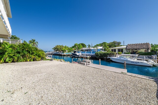 dock area featuring a water view