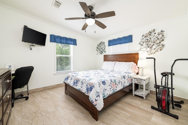 7 125th St, Gulf, Marathon, FL 33050 - bedroom with baseboards, crown molding, and ceiling fan
