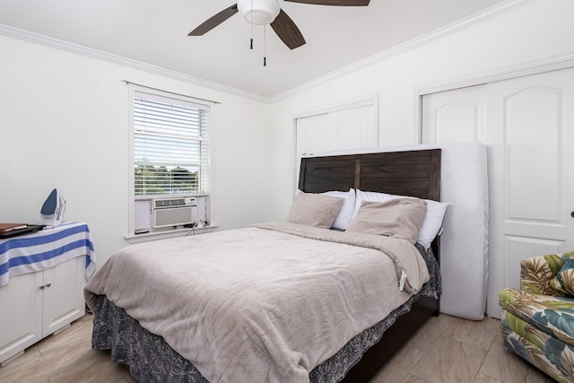7 125th St, Gulf, Marathon, FL 33050 - bedroom with crown molding, cooling unit, a closet, a ceiling fan, and vaulted ceiling